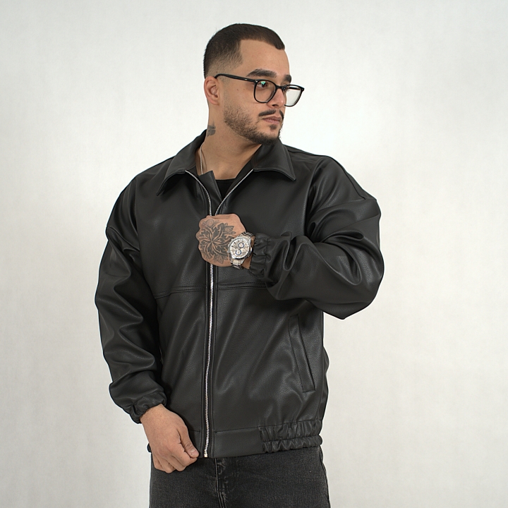 بامبر چرم برش دار مشکی GIESTO