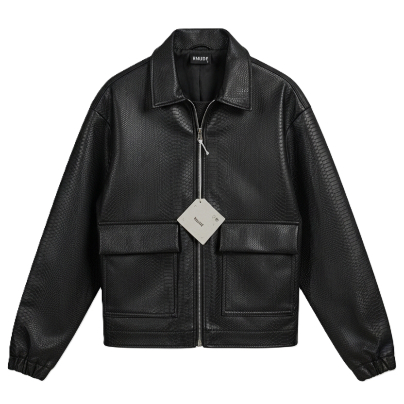 کت چرم پوست ماری مشکی RHUDE